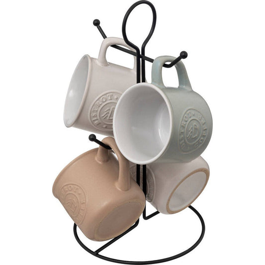 4 keramische bekers op metalen standaard LEO, 140 ml