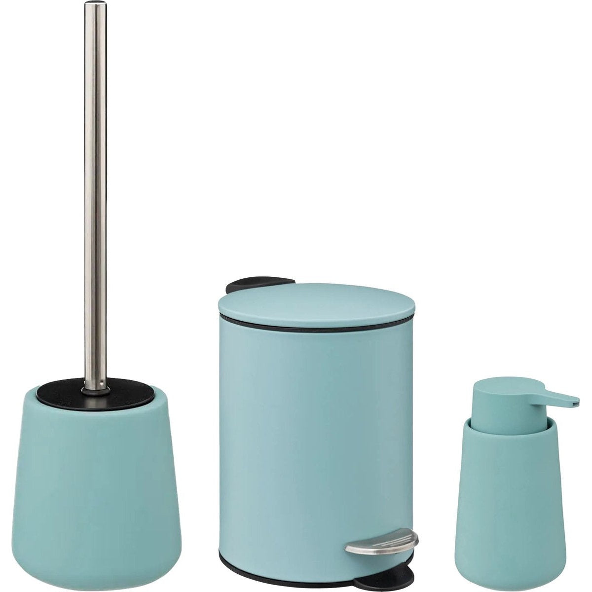 5Five Badkamer accessoires set - ijsblauw - zeeppompje/pedaalemmer/wc-borstel