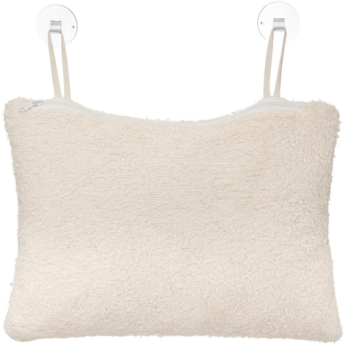 5Five Badkussen - Afneembare en machine wasbare hoes en 2 zuignappen - 33x23x11cm - Beige