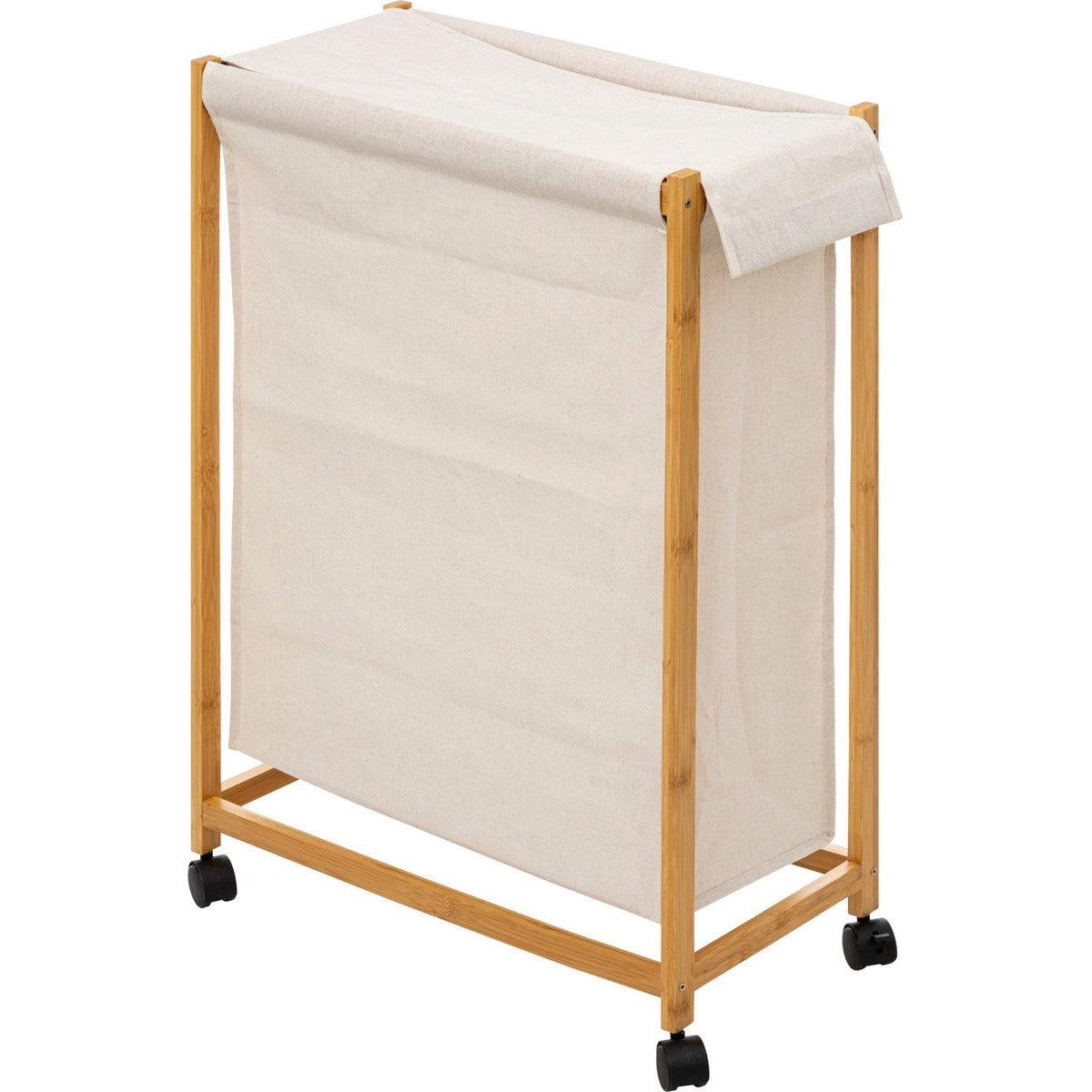 5Five Bamboe Wasmand op wieltjes 52L - 55x28x80cm - Beige