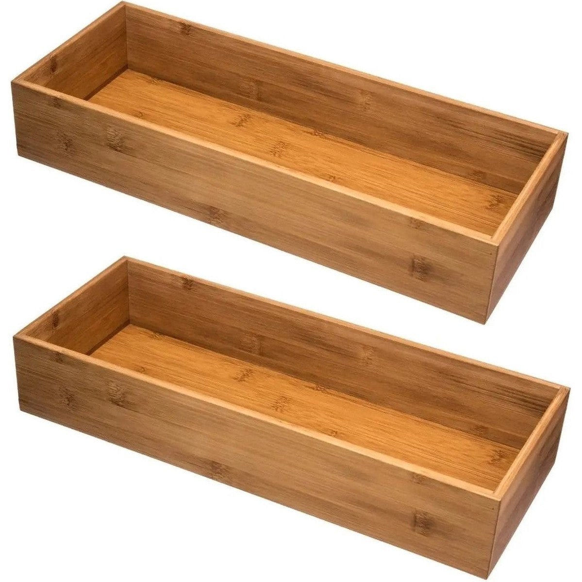 5Five Bestekbak/keuken organizer - Set van 2x stuks - 1-vaks - Tidy Smart - bamboe hout - 38 x 15 x 7 cm
