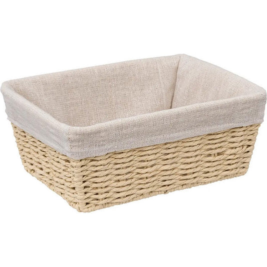 5Five - Broodmand Bistro plus - gevlochten papier/stof - creme wit - 25 x 19 x 10 cm