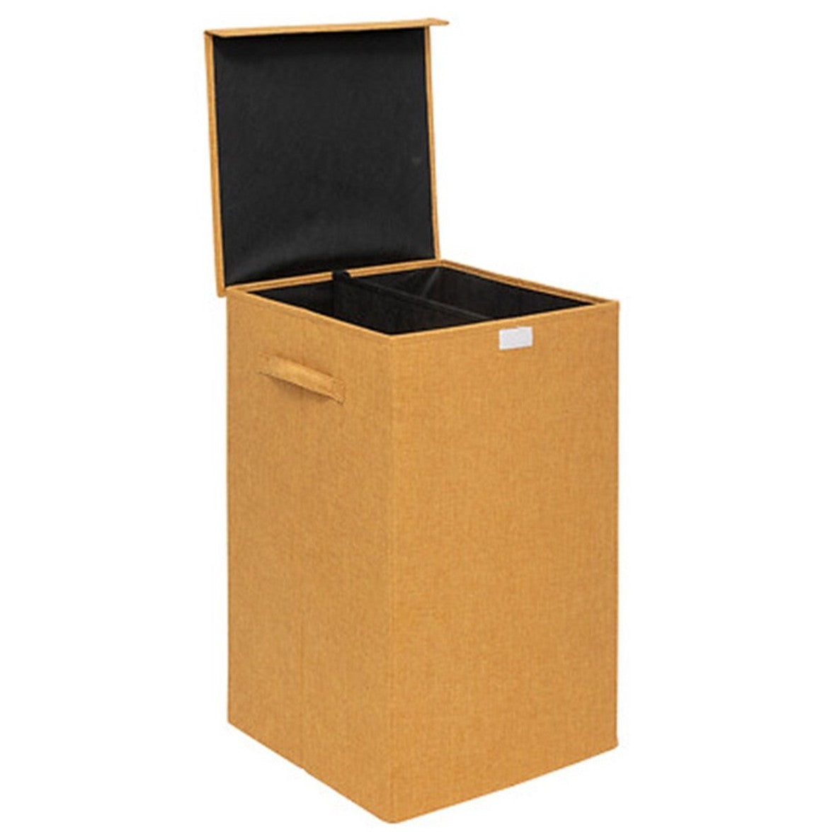 5Five Eureka sorteer wasmand - 74 liter - okergeel - 37 x 37 x 60 cm - MDF/Polyester stof - met afsluitklep