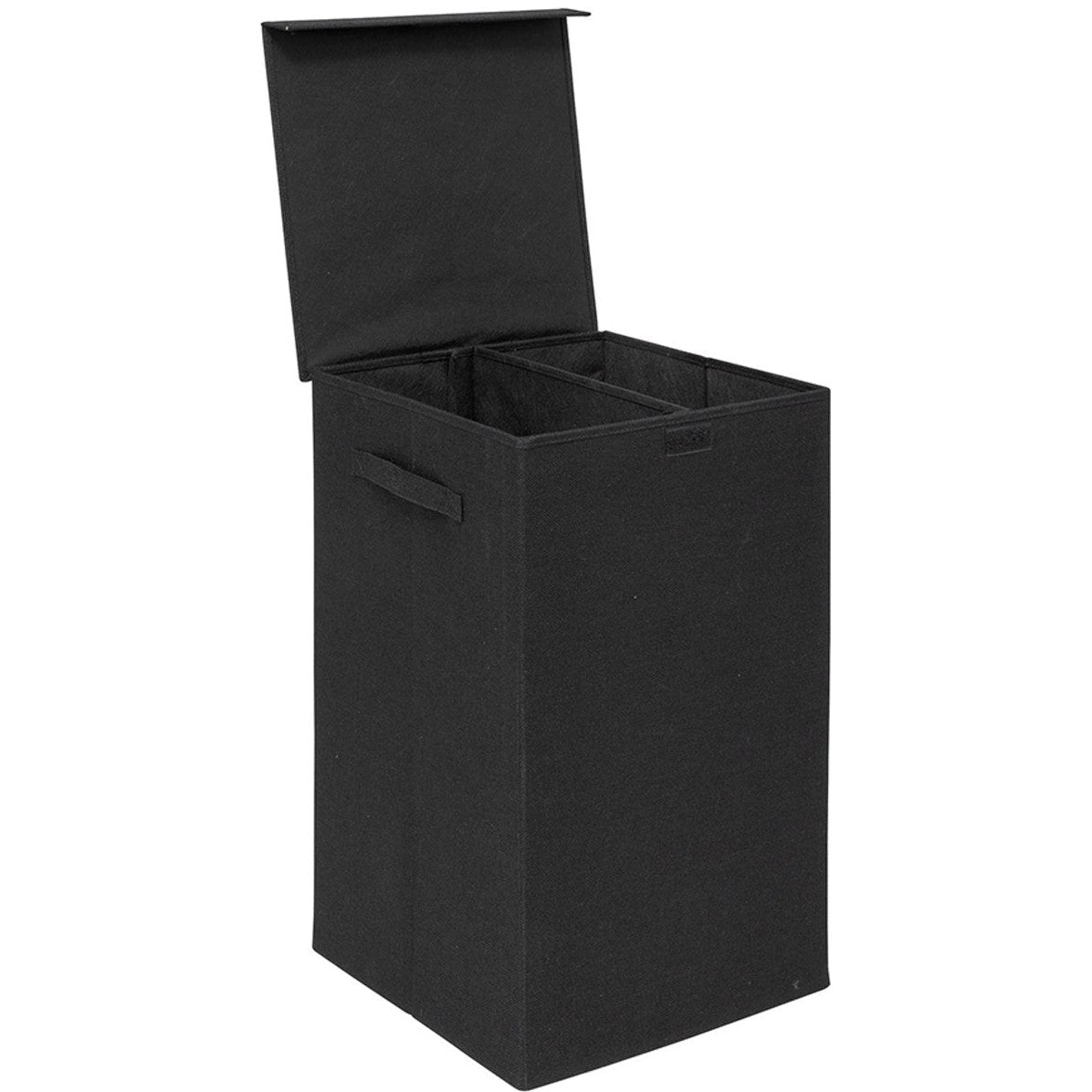 5Five Eureka sorteer wasmand - 74 liter - zwart - 37 x 37 x 60 cm - MDF/Polyester stof - met afsluitklep