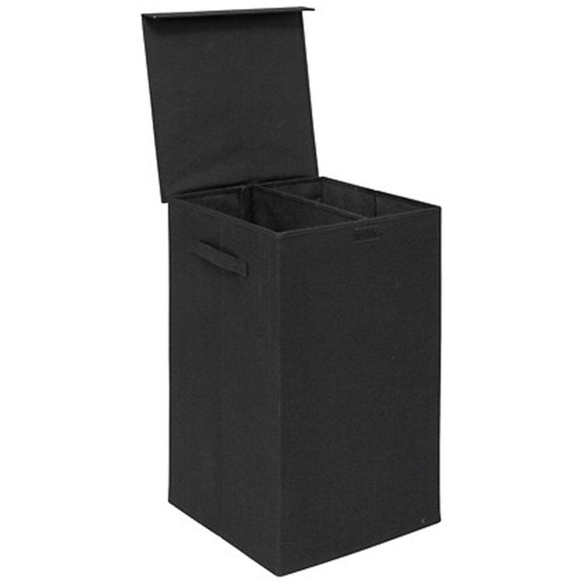 5Five Eureka sorteer wasmand - 74 liter - zwart - 37 x 37 x 60 cm - MDF/Polyester stof - met afsluitklep