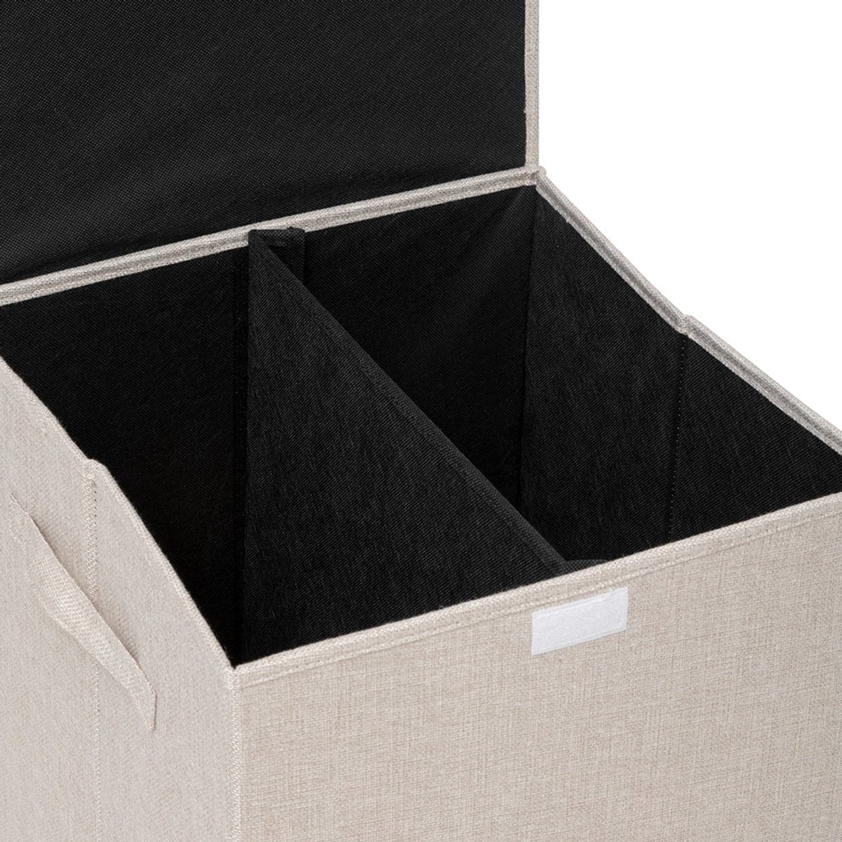 5Five Eureka sorteer wasmand - 74 liter - zwart - 37 x 37 x 60 cm - MDF/Polyester stof - met afsluitklep