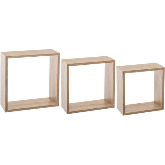 5Five Fixy wandplank set van 3 stuks - 30x12x30cm - Eiken Naturel