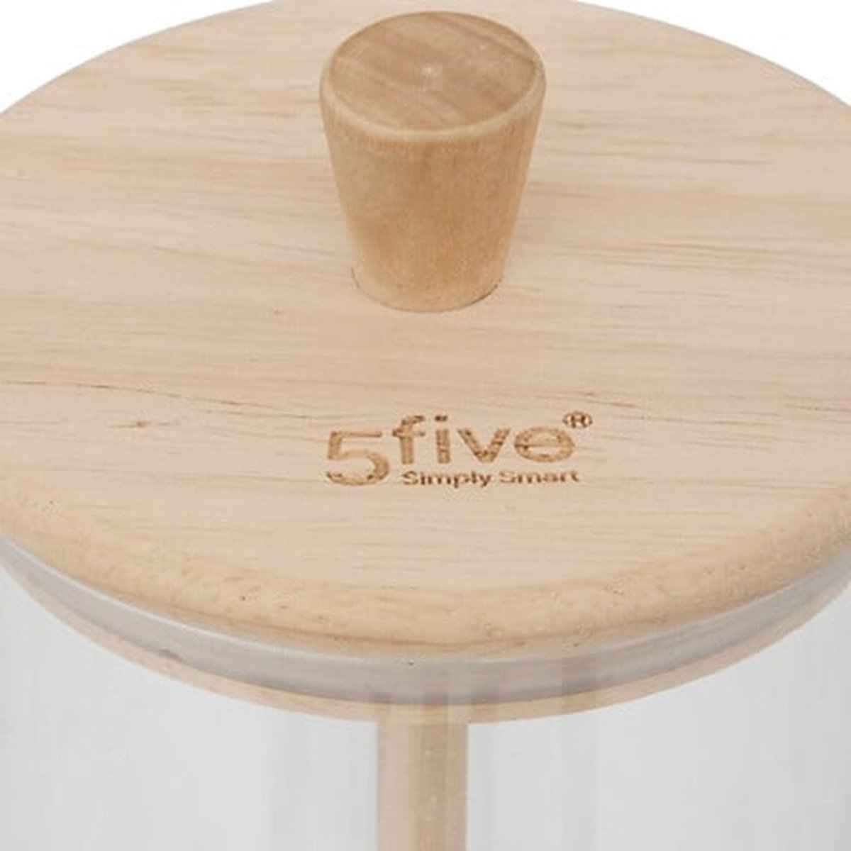 5Five Honingpot incl lepel - transparant - glas/bamboe - 400 ml