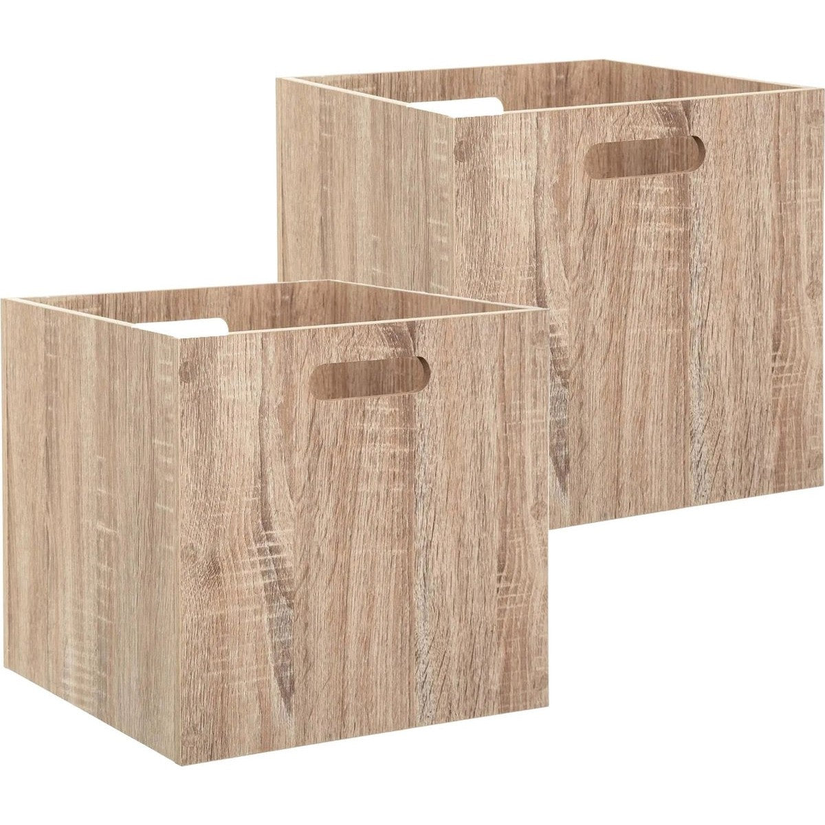 5Five Houten kistje/Opbergmand - 2x - hout - 31 x 31 x 31 cm - 29 liter - inklapbaar