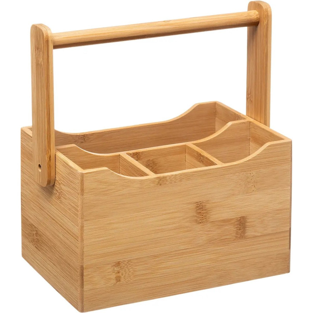 5Five Keuken gerei rekje/aanrecht spullen organizer - 20 x 14 x 24 cm - bamboe hout - met hengsel