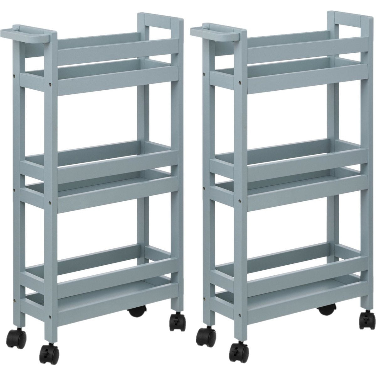 5Five Keukentrolley - 2x - 3-laags - ijsblauw - D15 x B40 x H75 cm