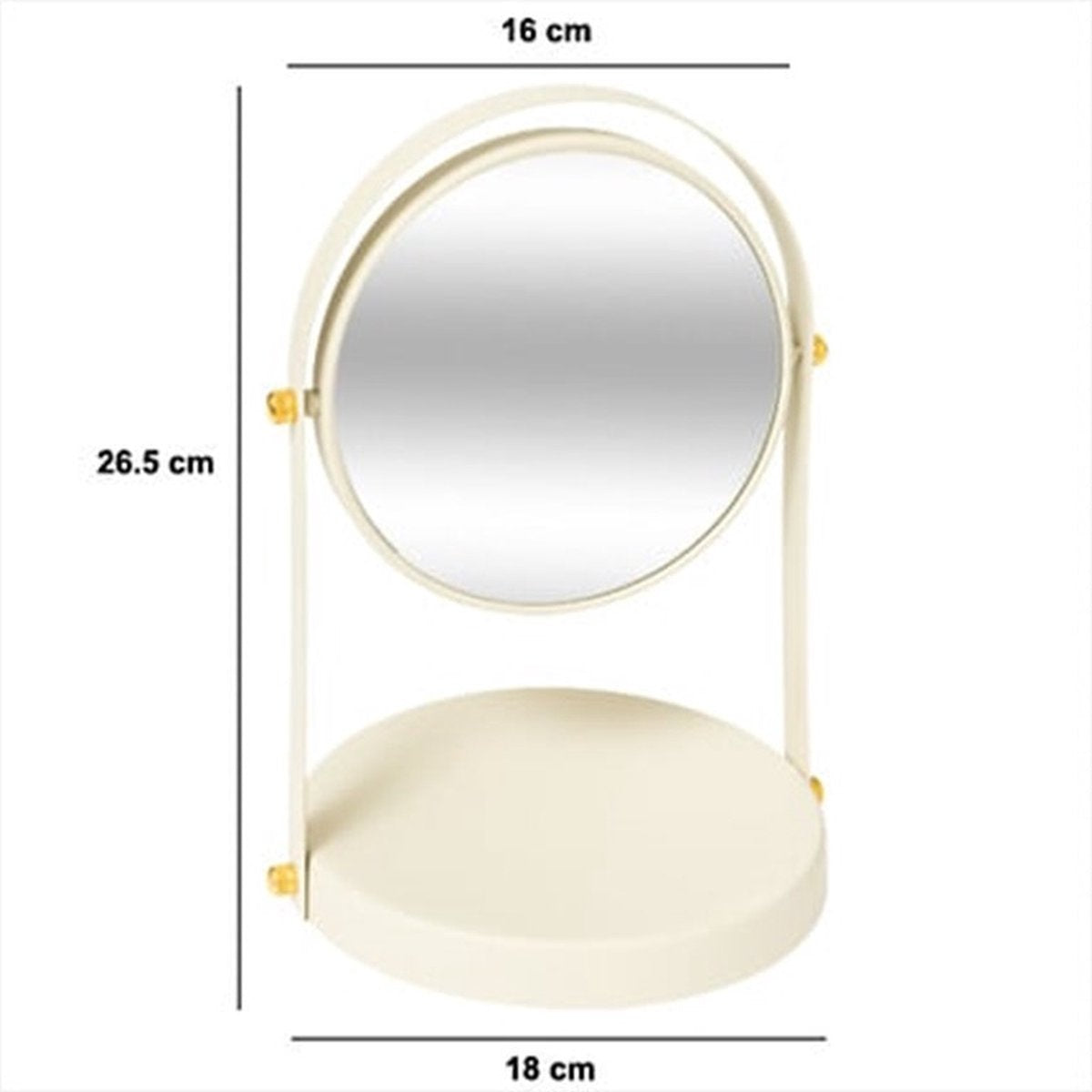 5Five Make-up spiegel met standaard - 18 x 26 cm - metaal - ivoor wit - badkamer/kaptafel - draaibaar