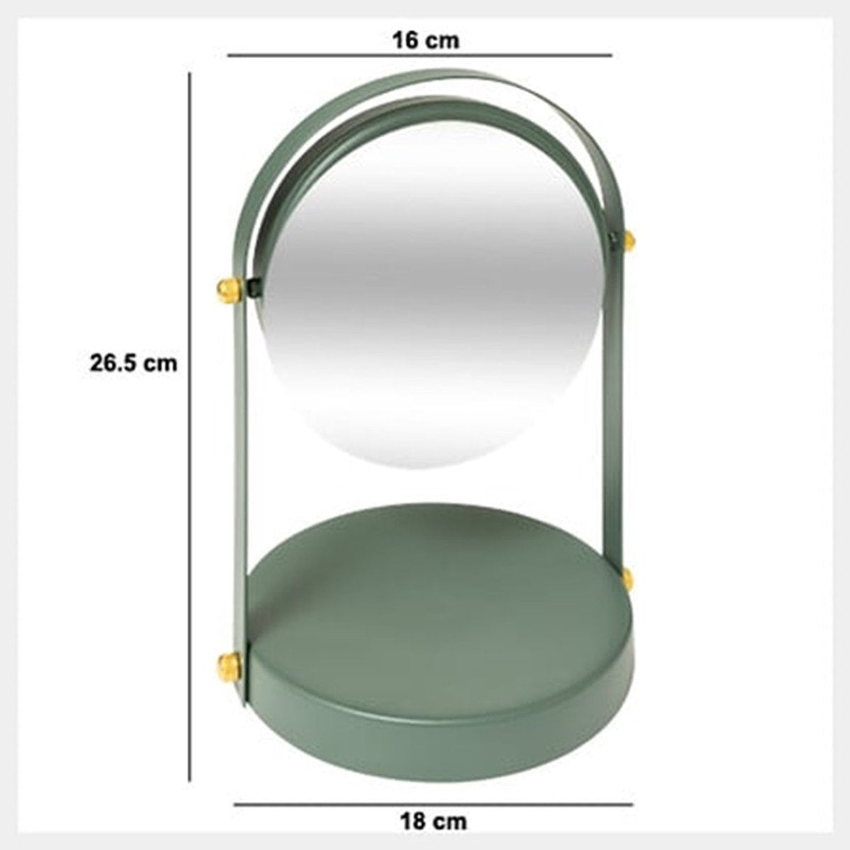 5Five Make-up spiegel met standaard - 18 x 26 cm - metaal - ficus groen - badkamer/kaptafel - draaibaar
