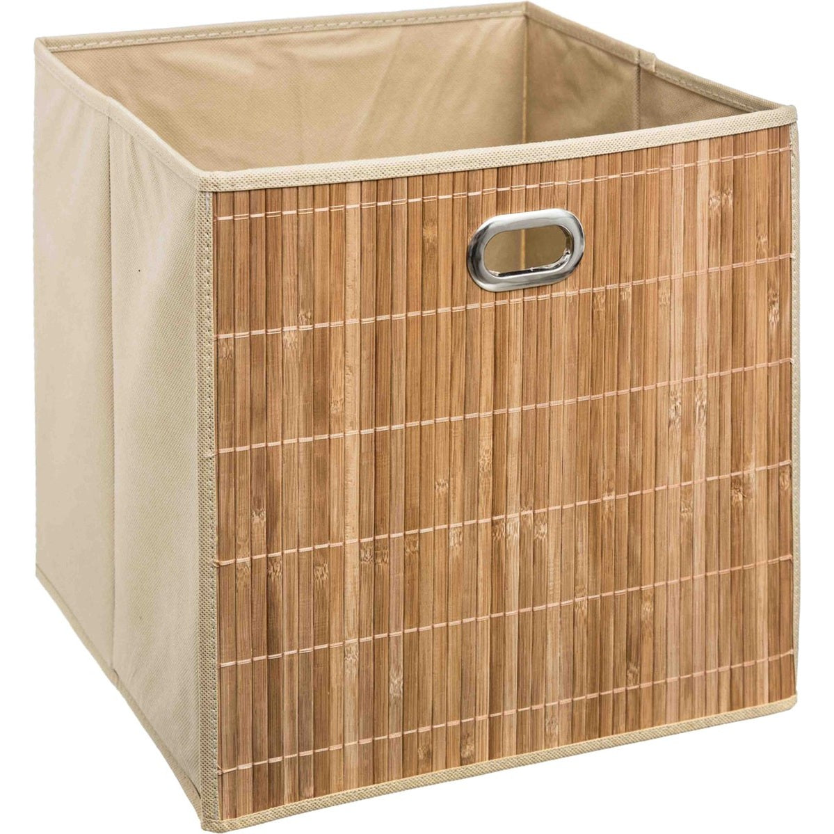 5Five Opbergmand/kastmand - beige - linnen/bamboe - 31 x 31 x 31 cm - 29 liter - Vakkenkast manden