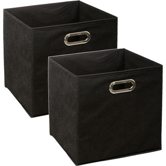 5Five Opbergmand/kastmand zwart - Set van 4x stuks - linnen - 29 liter - 31 x 31 x 31 cm - Opbergbox - Vakkenkast manden