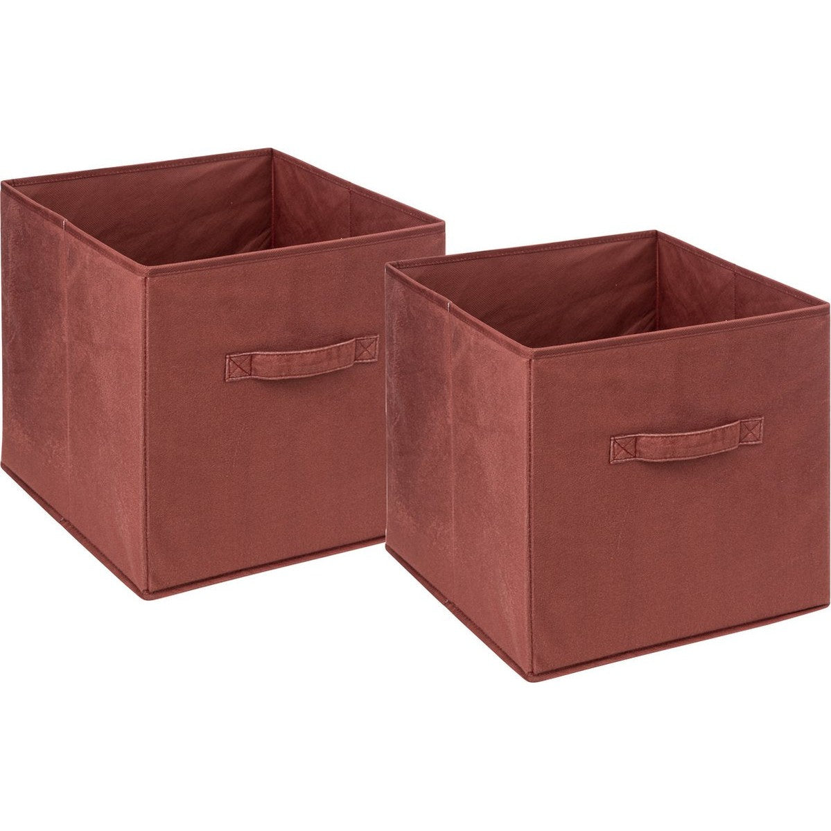 5Five Opbergmand/kastmandje - 2x - Bordeaux rood - 31 x 31 x 31 cm - 29 liter - Vakkenkast manden - Stof met versterkte bodem - Opvouwbaar
