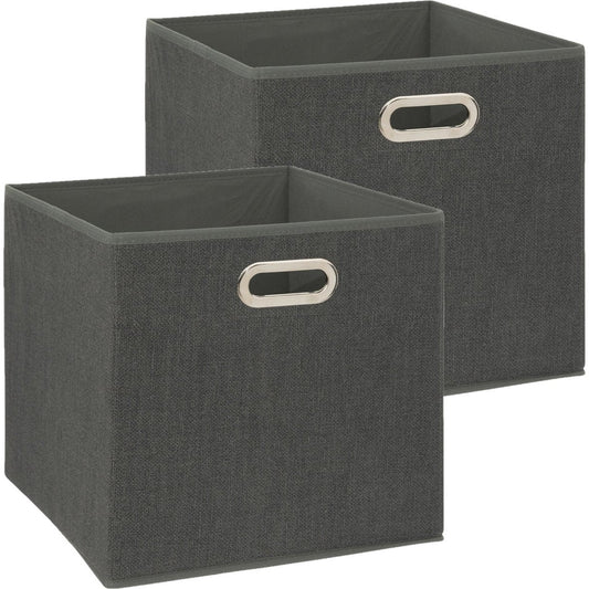 5Five Opbergmand/kastmandje - 2x - Donkergrijs - 31 x 31 x 31 cm - 29 liter - Vakkenkast manden - Stof met versterkte bodem - Opvouwbaar