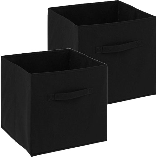 5Five Opbergmand/kastmandje - 2x - Zwart - 31 x 31 x 31 cm - 29 liter - Vakkenkast manden - Stof met versterkte bodem - Opvouwbaar