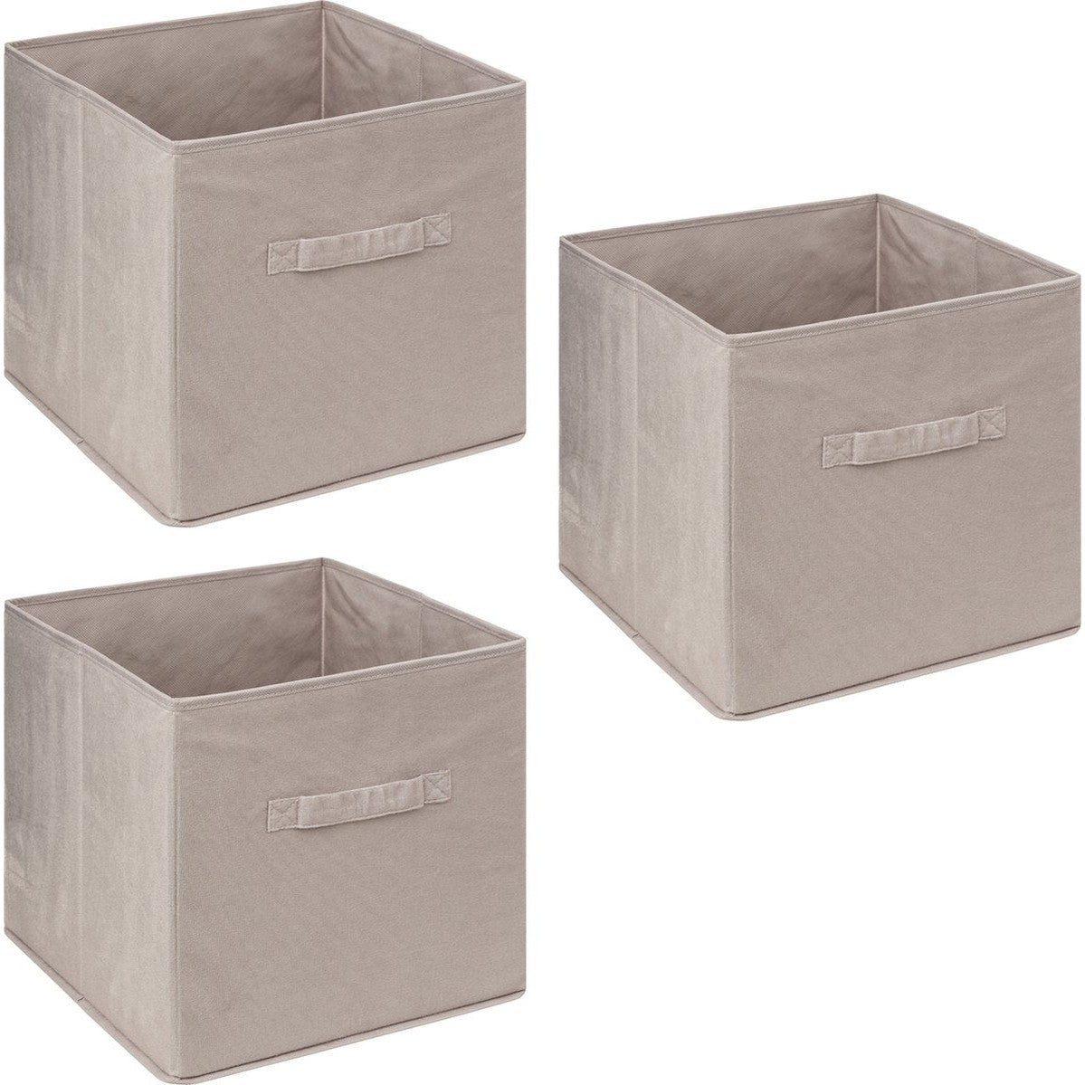 5Five Opbergmand/kastmandje - 3x - Beige - 31 x 31 x 31 cm - 29 liter - Vakkenkast manden - Stof met versterkte bodem - Opvouwbaar