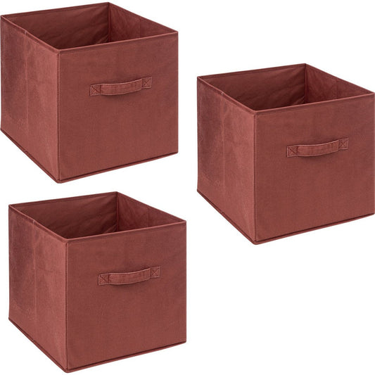 5Five Opbergmand/kastmandje - 3x - Bordeaux rood - 31 x 31 x 31 cm - 29 liter - Vakkenkast manden - Stof met versterkte bodem - Opvouwbaar