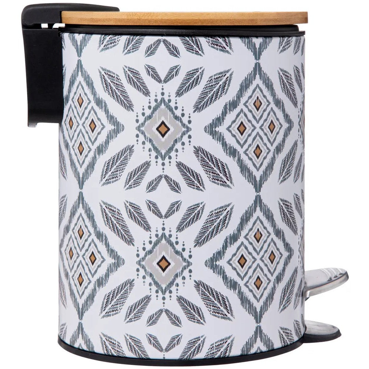 5Five Pedaalemmer Mystic - wit/grijs - 3 liter - metaal - 17 x 23 cm - voor toilet/badkamer - soft-close