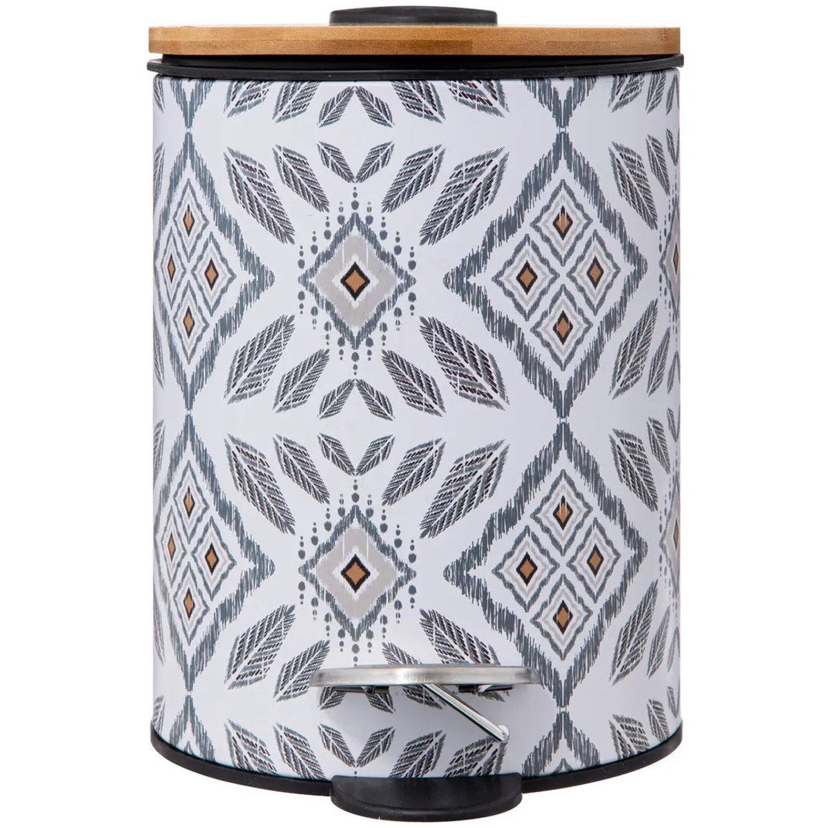 5Five Pedaalemmer Mystic - wit/grijs - 3 liter - metaal - 17 x 23 cm - voor toilet/badkamer - soft-close