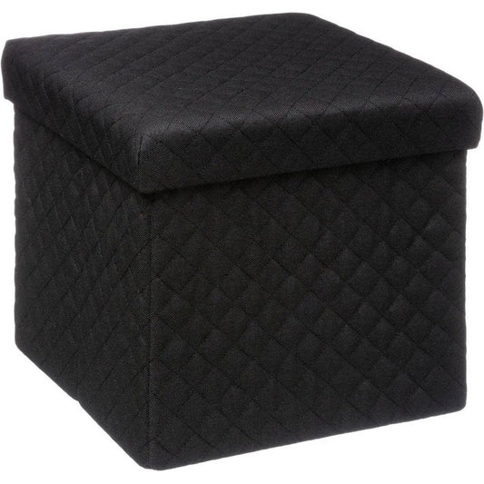 5Five Poef/Hocker/opbergbox - zwart - polyester/mdf - 31 x 31 cm - opvouwbaar