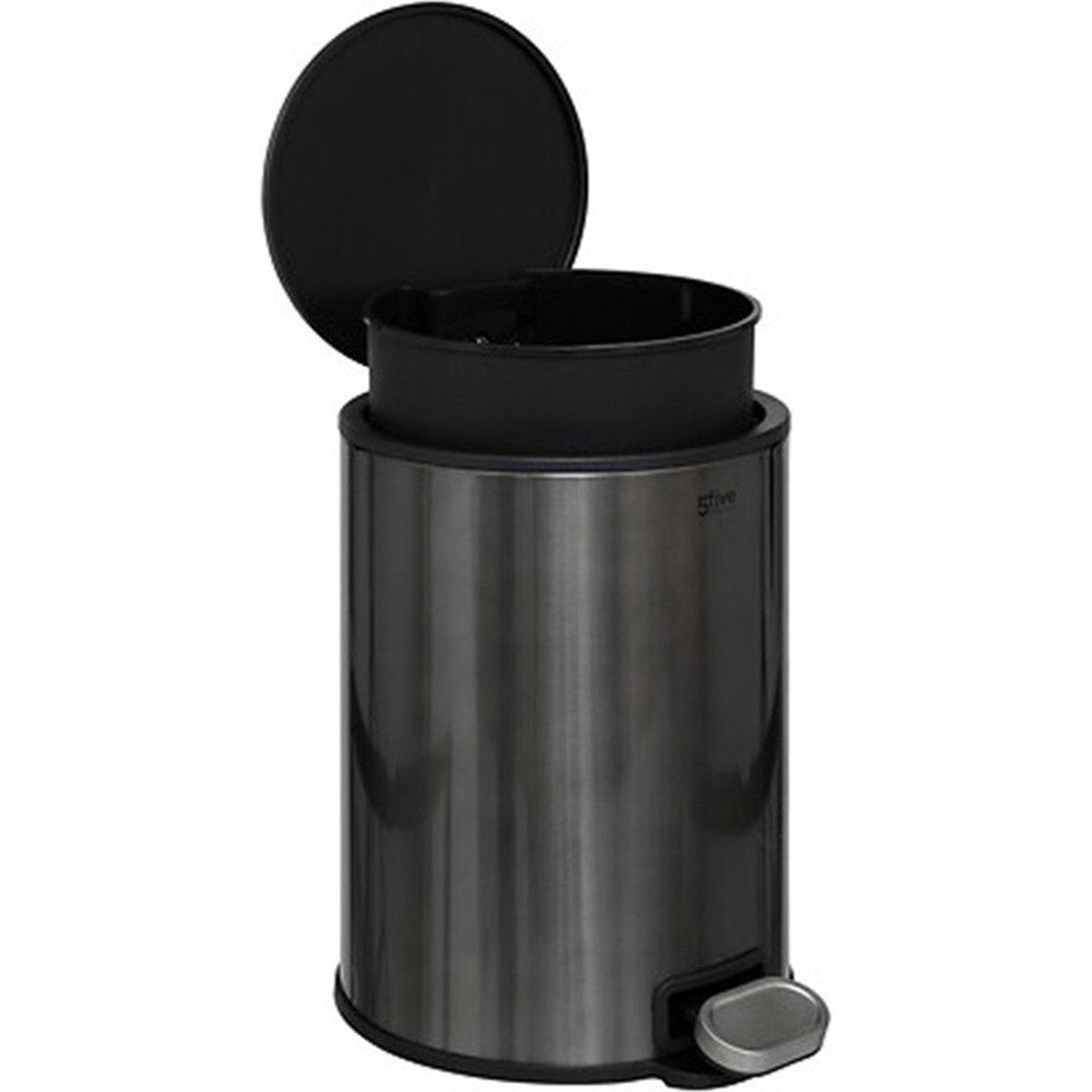 5Five Prullenbak/pedaalemmer Delta - titanium - metaal - 6 liter - 26 x 21 x 30 cm - keuken afvalbak