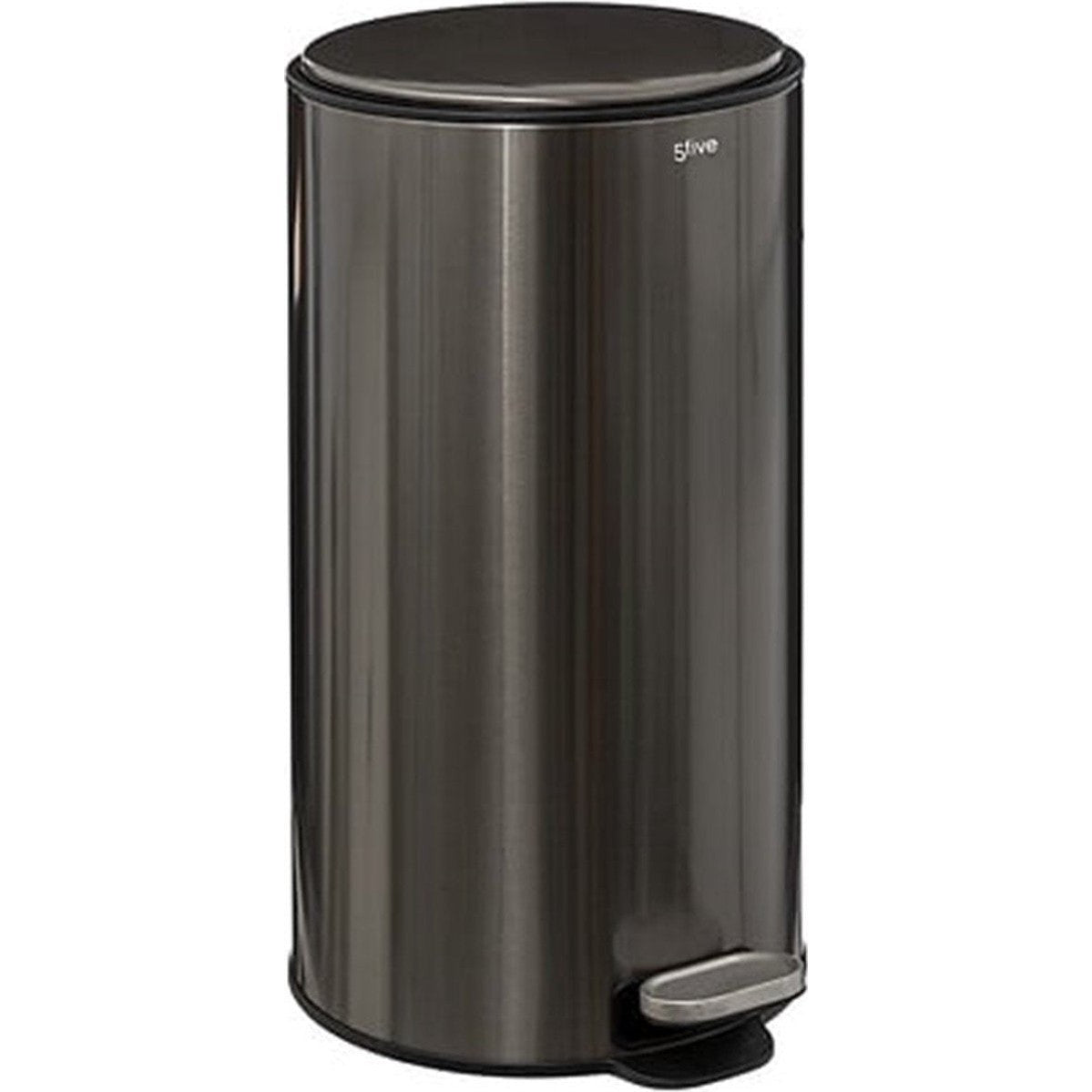 5Five Prullenbak/pedaalemmer Delta - titanium - metaal - 30 liter - 39 x 33 x 62 cm - keuken afvalbak