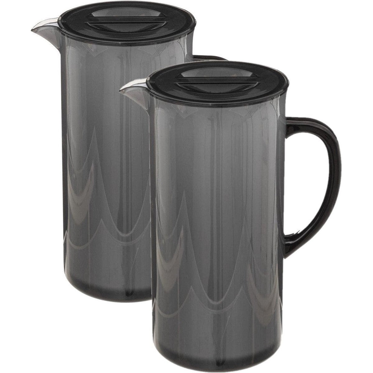 5Five Sapkan/schenkkan karaf - Set van 3x stuks - zwart - met deksel - 1950 ml - kunststof - Limonade/water