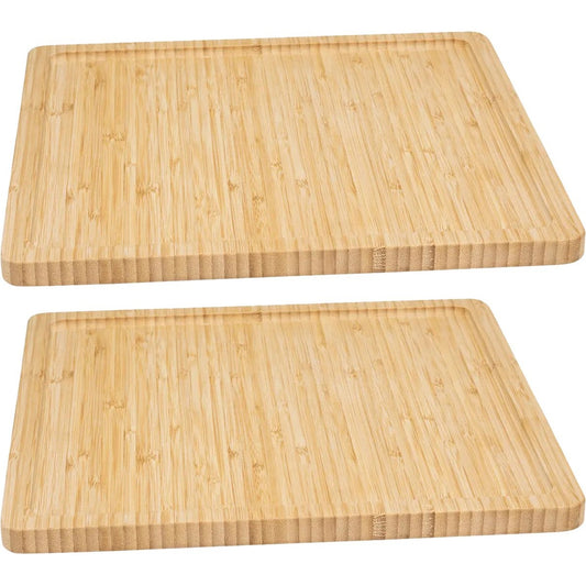5Five Serveerplankje voor hapjes/fingerfood - 2x - 30 x 30 cm - bamboe hout - borrelplank - tapasplank