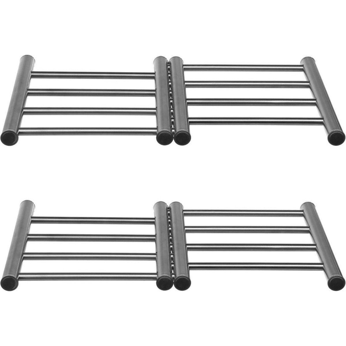 5Five Uitschuifbare/verstelbare pannen onderzetter - 2x - RVS - 22,5 x 20 cm - Pannenonderzetter