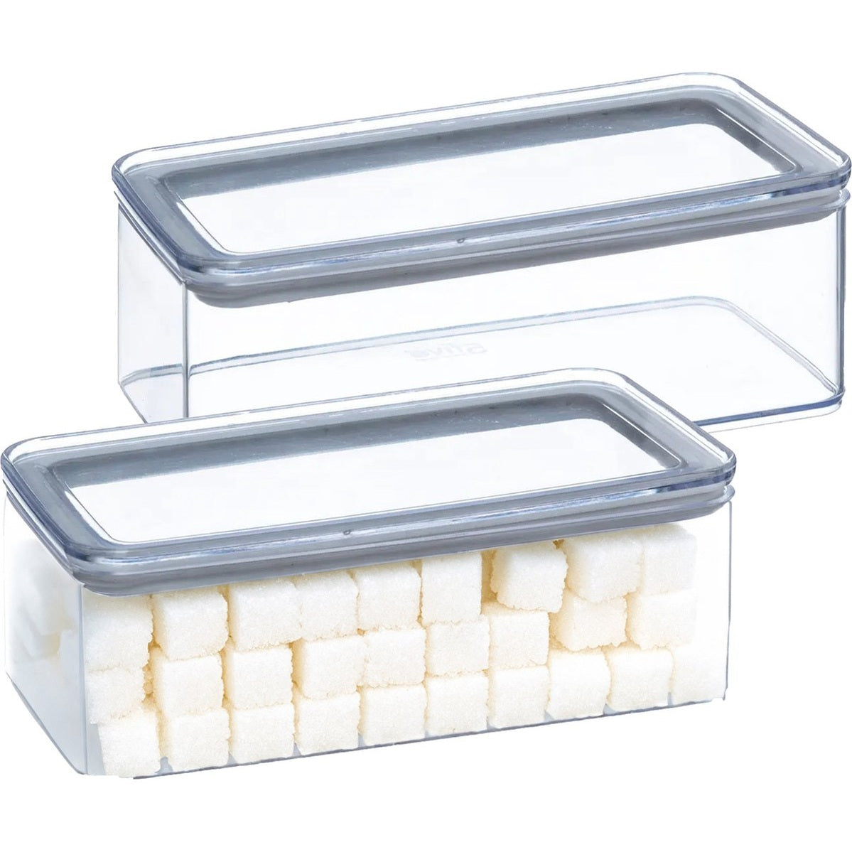 5Five Voorraadpot - 2x - keuken/voedsel - kunststof - 1000 ml - luchtdichte deksel - transparant - 20 x 10 x 7 cm