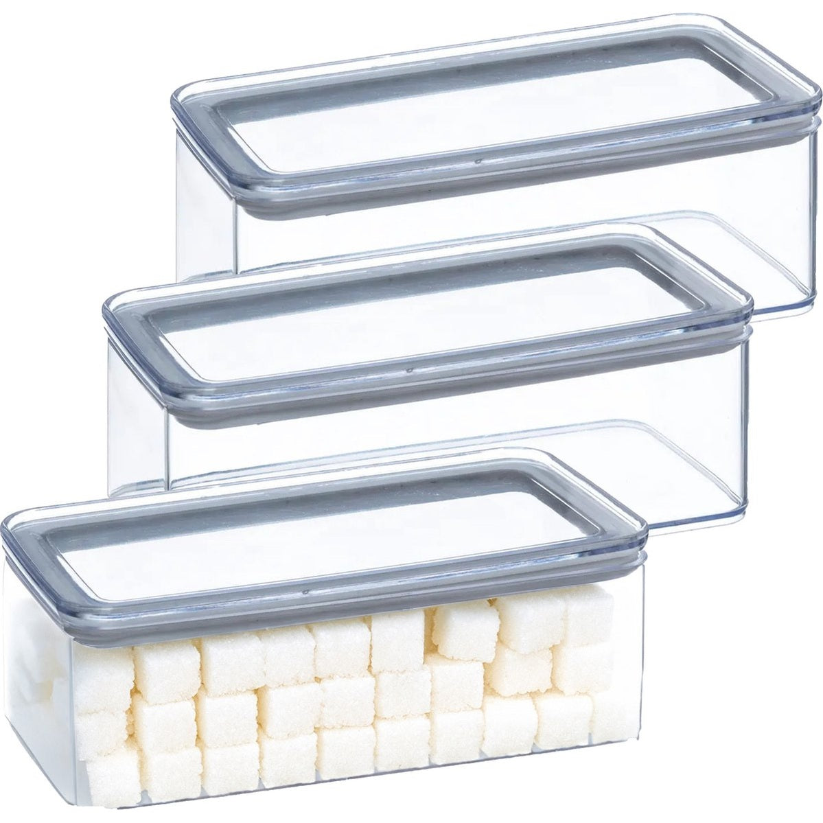 5Five Voorraadpot - 4x - keuken/voedsel - kunststof - 1000 ml - luchtdichte deksel - transparant - 20 x 10 x 7 cm