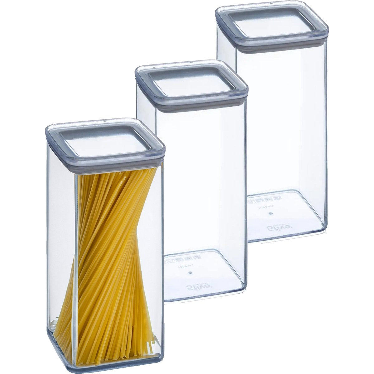 5Five Voorraadpot - 5x - keuken/voedsel - kunststof - 1500 ml - luchtdichte deksel - transparant - 10 x 10 x 20 cm