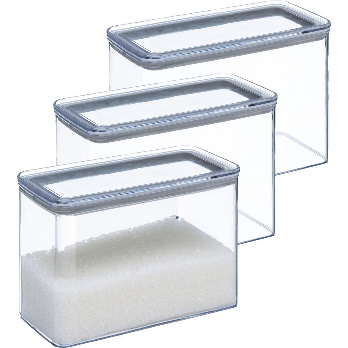 5Five Voorraadpot - 5x - keuken/voedsel - kunststof - 2000 ml - luchtdichte deksel - transparant - 20 x 10 x 14 cm