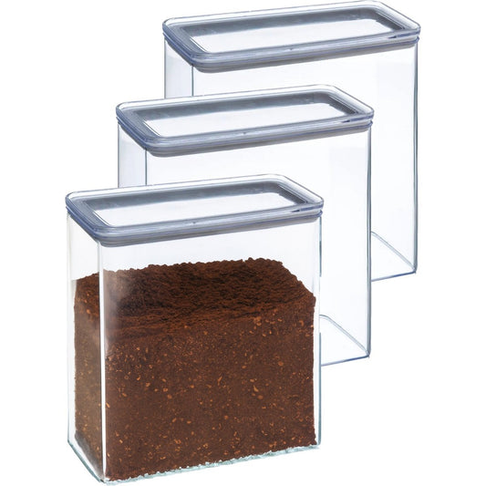 5Five Voorraadpot - 5x - keuken/voedsel - kunststof - 3000 ml - luchtdichte deksel - transparant - 20 x 10 x 20 cm