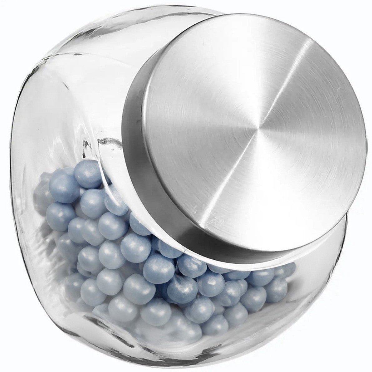 5Five Voorraadpot met RVS deksel - 1,5L - glas - snoeppot - voedsel bewaren - luchtdichte sluiting