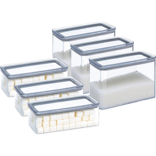 5Five Voorraadpotten set 6x - keuken/voedsel - kunststof - 1000/2000 ml - luchtdicht deksel