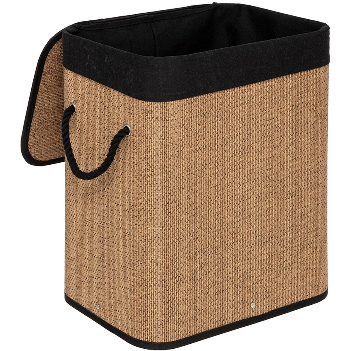 5Five Wasmand - bamboe hout - met deksel - naturel - 50 x 37 x 50 cm - 48 liter - opvouwbaar