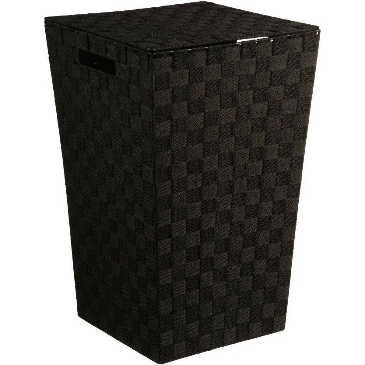 5Five Wasmand gevlochten Rotan - zwart - 57 liter - 33 x 33 x 53 cm - met deksel