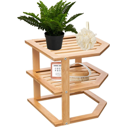 5Five badkamerrek met 2 etages - 26 x 23 x 26 cm - bamboe hout