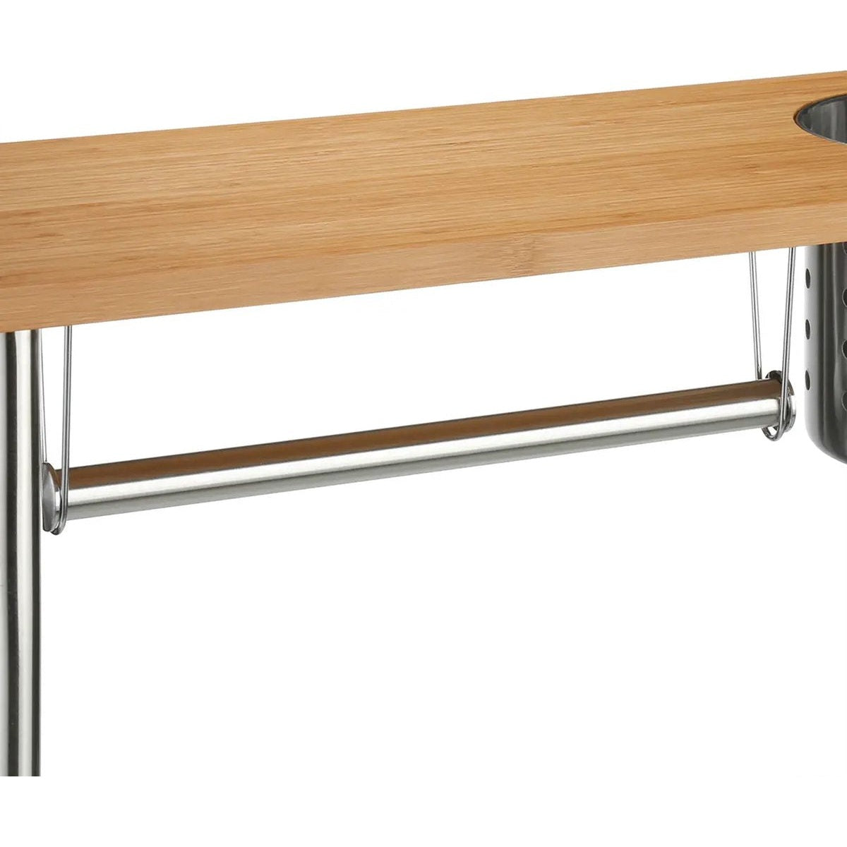 5Five keukenrek/aanrecht organizer met keukenrolhouder/keukengerei houder - 56 x 20 x 21 cm - bamboe hout/rvs