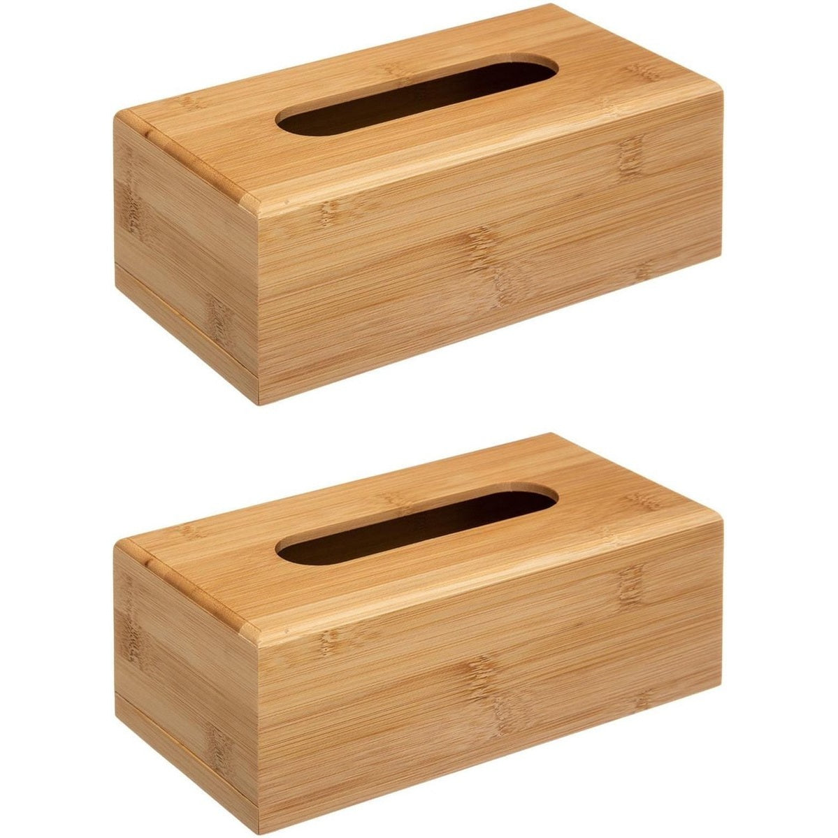 5Five - tissuedoos/box bruin 25 x 13 x 8 cm bamboe hout - set 2x stuks