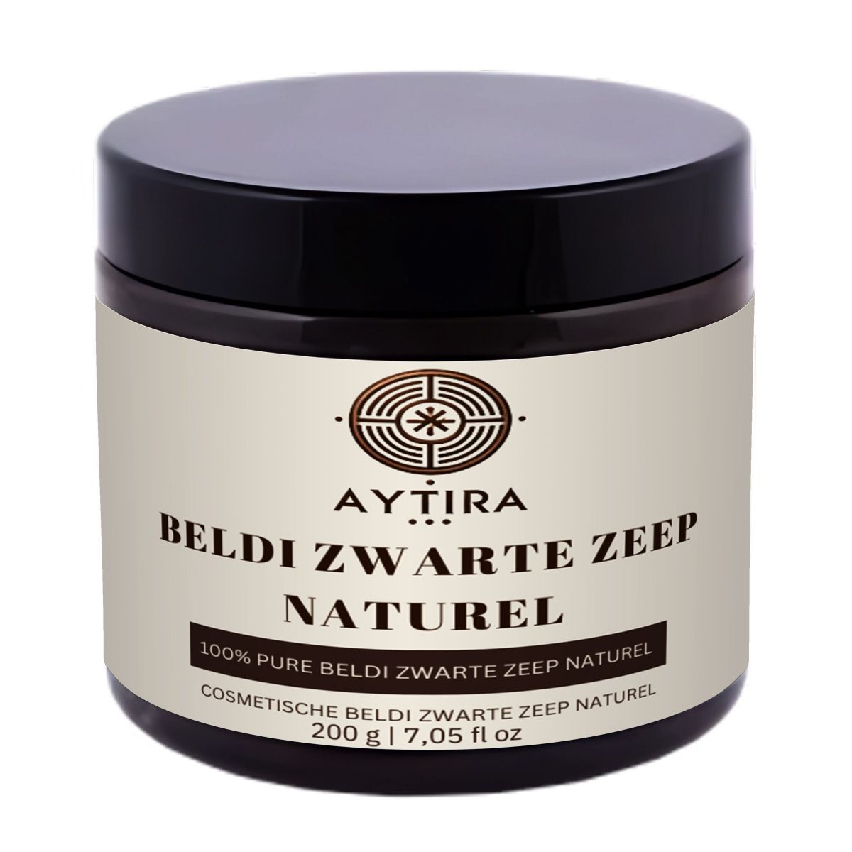 AYTIRA Beldi Zwarte Zeep Naturel 200 g – 100% pure Marokkaanse Savon Beldi | Geurloos & vegan olijvenzeep voor gevoelige huid - MODESTNOVA