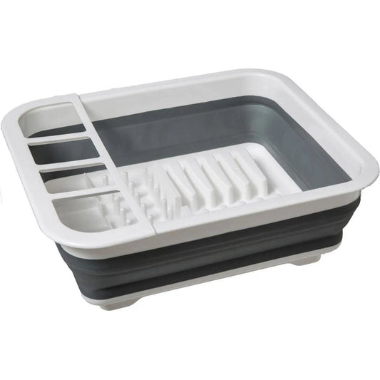 Afdruiprek/afwasrek opvouwbaar wit/grijs rechthoek 36,5 x 14 cm van kunststof - Afwassen