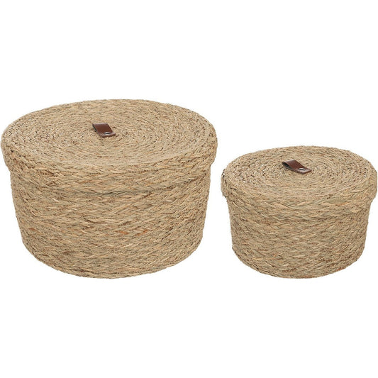 Atmosphera Arianna opbergmanden set van 2 stuks - 28x17cm - Riet