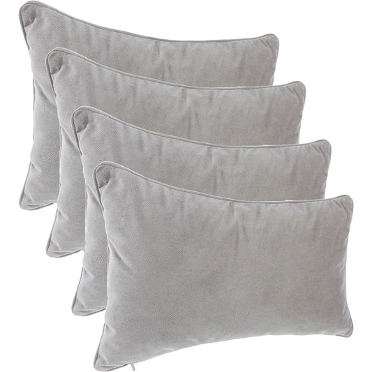 Atmosphera Bank/sierkussens huiskamer Sophia - 4x stuks - 30 x 50 cm - Zilvergrijs - polyester - met rits