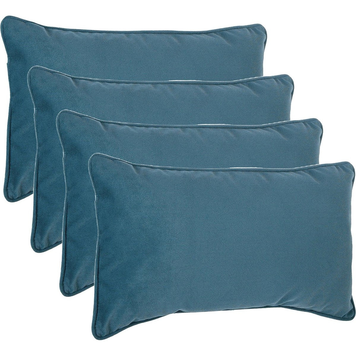 Atmosphera Bank/sierkussens huiskamer Sophia - 4x stuks - 30 x 50 cm - Blauw - polyester - met rits