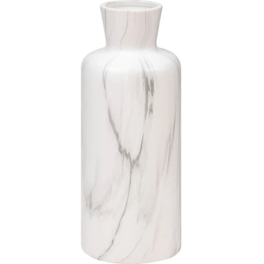Atmosphera Bloemenvaas Athens - mat marmer wit - keramiek - D12 x H30 cm - stelen en boeketten